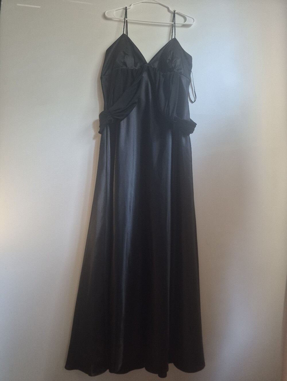 Cindy Collection USA Black Satin Double Chiffon Gown Maxi Dress 3XL 1130